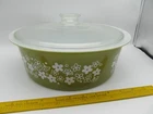Vintage Pyrex Big Bertha 4 QT Spring Blossom Casserole Dish 664 Green W/Lid   GJ