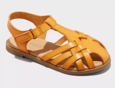 Girl s Cat & Jack Vegan Leather Ella Strappy Sandals Cognac Size 7T NEW!