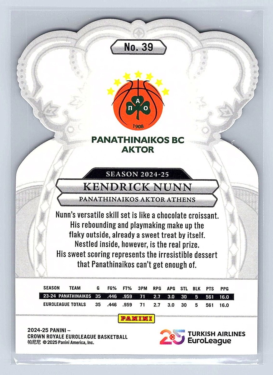 クナクン/ KNKフォトカード ジフン KNK AIRLINE 7点セット レア Kendrick Nunn 2024-25 Panini Crown Royale EuroLeague #39 | eBay