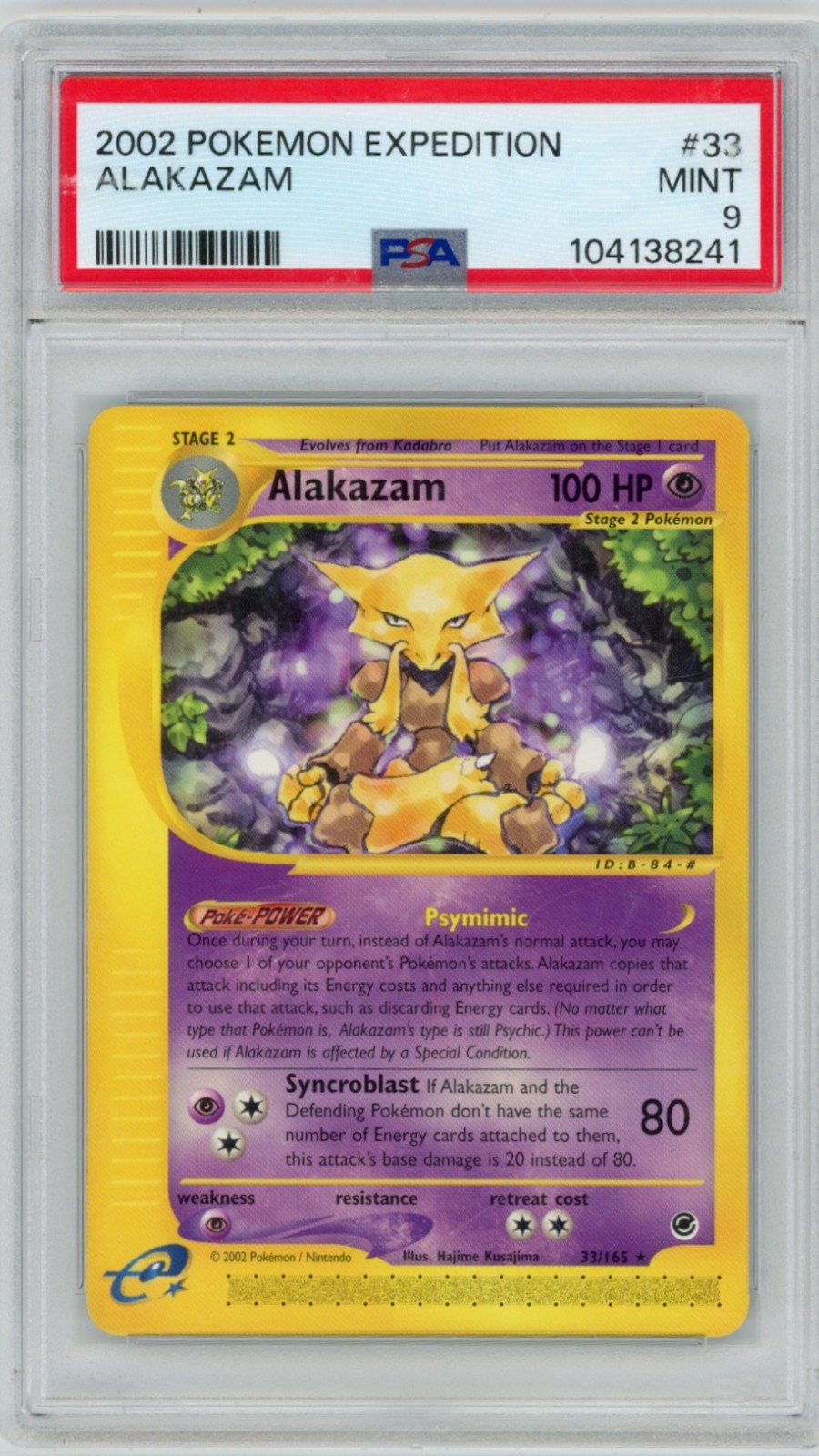 2002 Pokémon Expedition Alakazam 33/165 PSA 8
