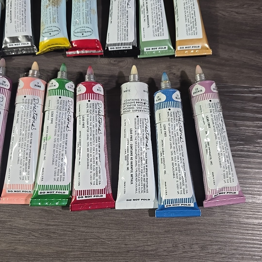 Lot Of TRI-CHEM And Artex Liquid Embroidery Paint Tubes Read 