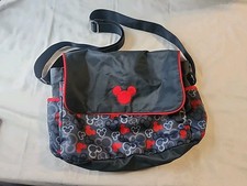 Mickey Mouse Diaper Bag Gray Red 14'x10"x4" Flap Closure Inner  Outer Pockets