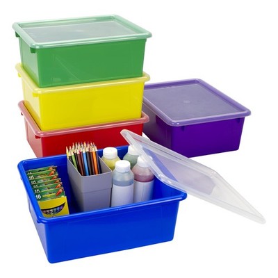 Storex Letter Size Deep Storage Tray Organizer Bin Non-Snap Lid For Classroom