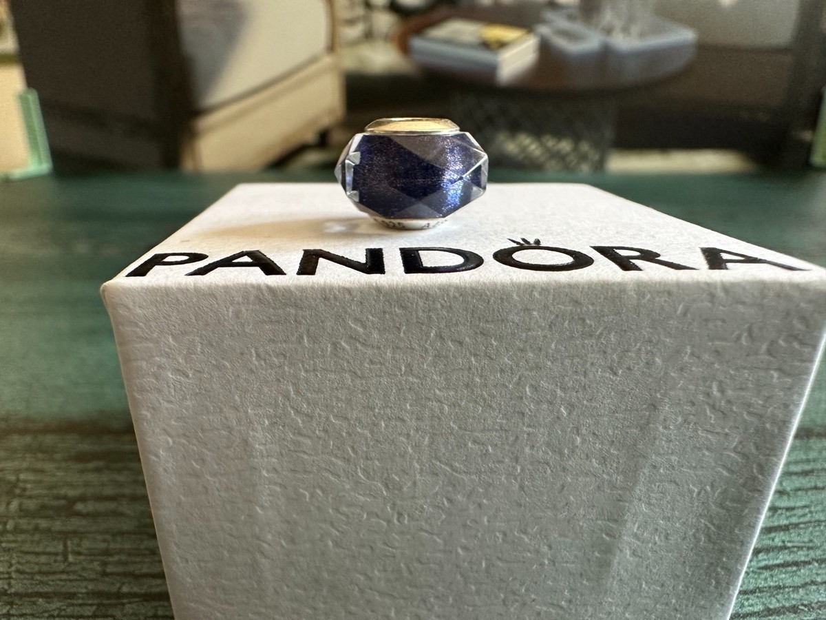 BN Pandora Faceted Blue Murano Glass Charm 792984c00 Sterling