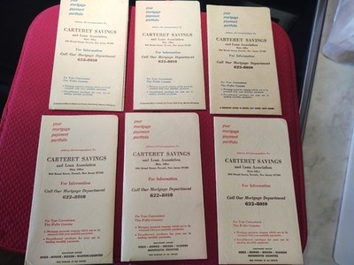 Carteret Savings and Loan Association Mortgage Coupon Folders Lot of 6 Examples