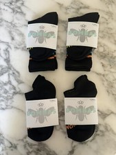 Bombas XS Black Bee Better Ankle and Crew Honeycomb Socks Set of 4 Kids Age 5-11