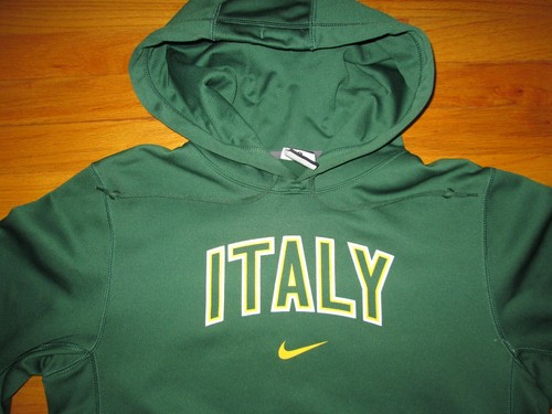 Rare ITALY Vtg NIKE Therma Fit hood Hoodie Sweat Shirt t Soccer CENTER SWOOSH S