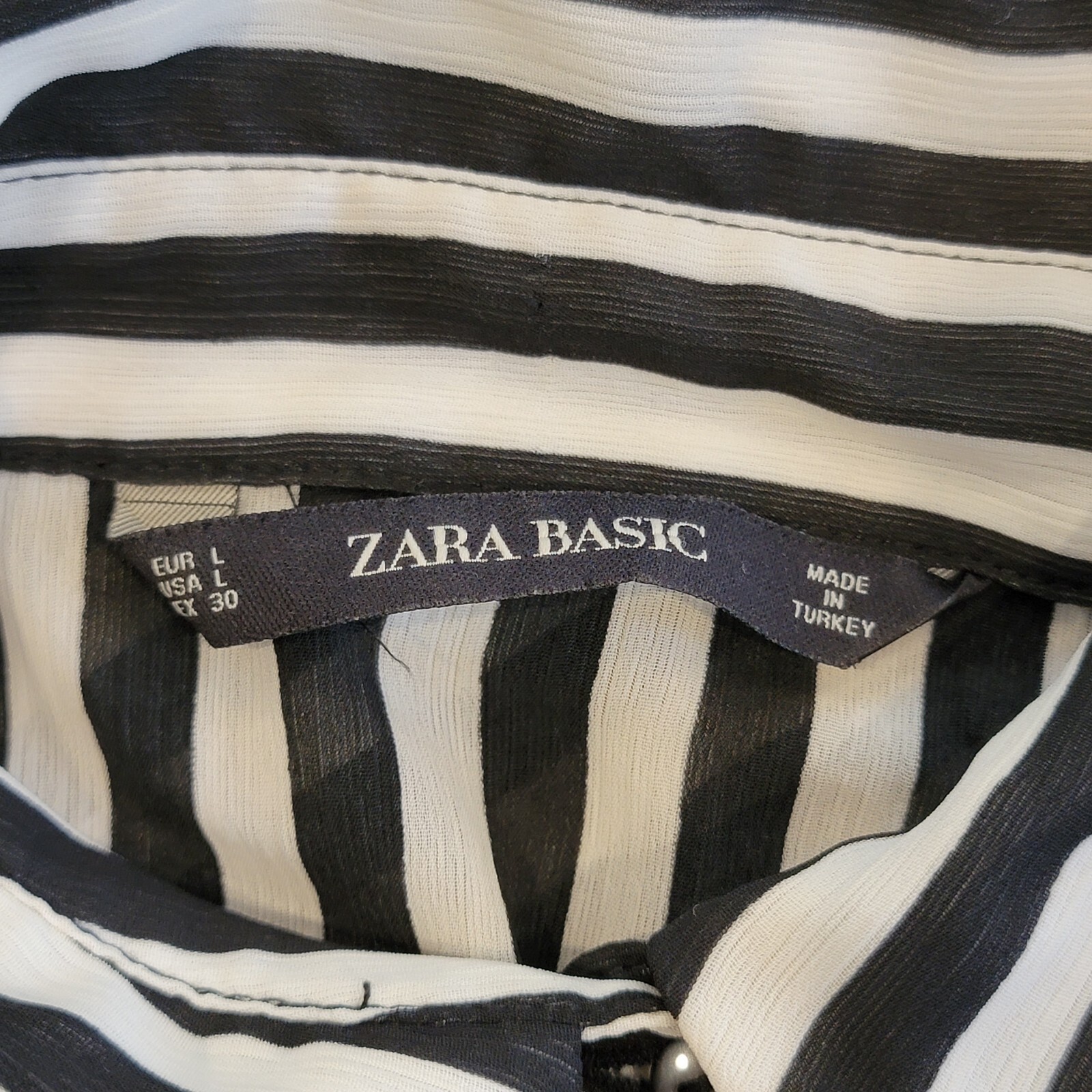 ZARA BASIC Black & White Striped Button-Up Semi-S… - image 15