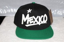 MEXICO MEXICAN FLAT BILL SNAPBACK BASEBALL CAP GREEN BLACK