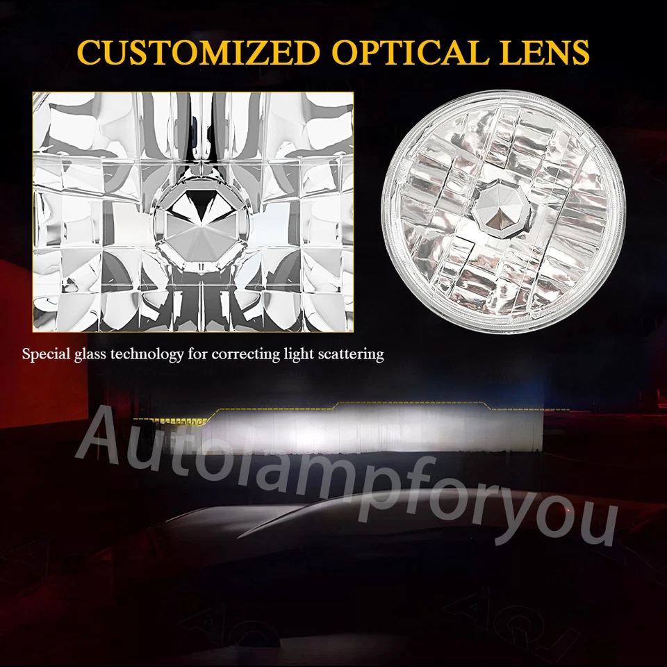 Par de faros LED de carcasa redonda de 7 pulgadas H4 altos bajos para Jeep J10 J20 1974-1978 Foto 3 de 4