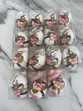 Vintage Real Egg Ornaments-Hand Painted Eggs w/ Ribbons for Hanging Lot of 15