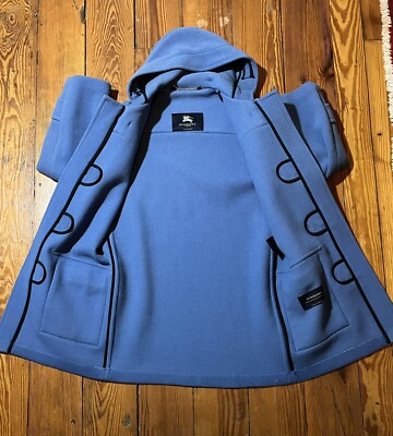 BURBERRY LONDON Duffle Coat Toggle Wool Hooded Blue UK6 4 S BURBERRY LONDON Duffle Coat Toggle Wool Hooded Blue UK6 4 S