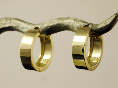 750 Gold Creolen Scharnier Creolen 15,1mm X 3,7 Mm 1 Paar