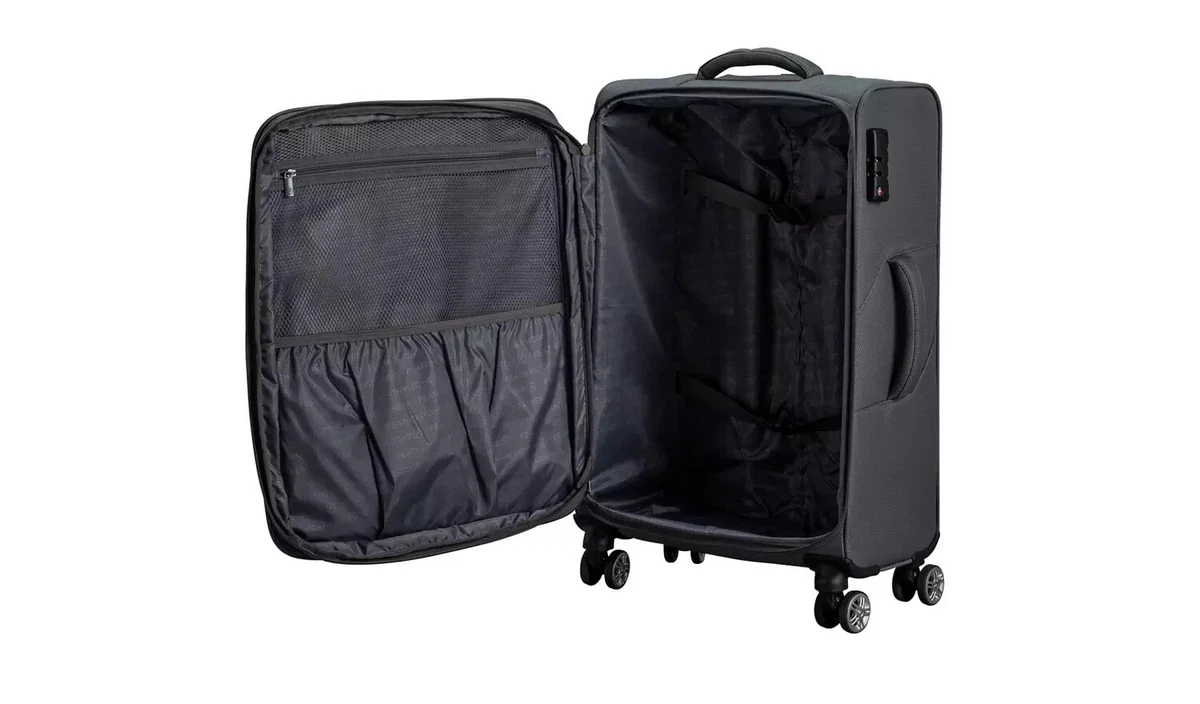 Luggage Suitcase Bag 60 Liter Lightweight Medium 8 Wheel Soft Telescopic Trolley