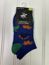New Boys Size 7-2 Beverly Hills Polo Club 3 pairs Low Cut Socks Dinosaurs