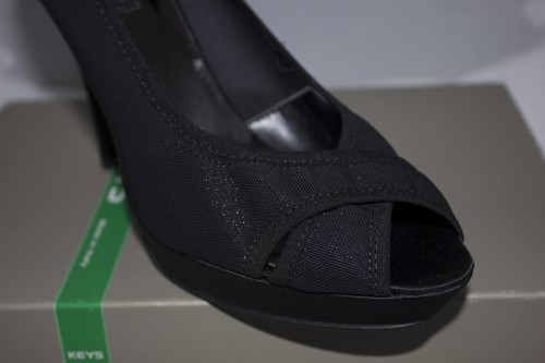 Decolte' Scarpa donna pelle tessuto elasticizzato spuntata nero plateau KEYS 40 - Foto 2 di 5