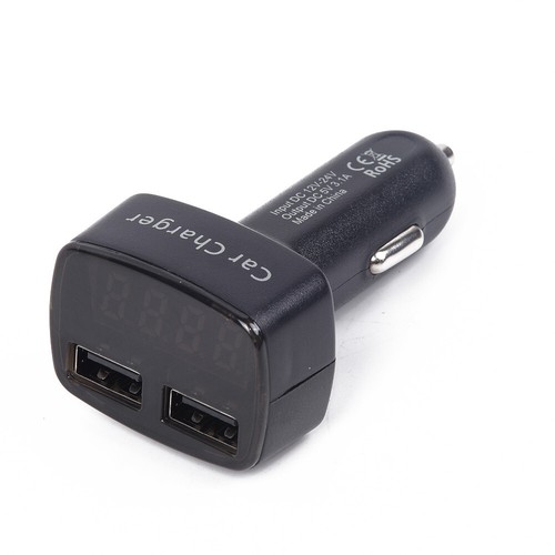 Dual USB Auto Zigarettenanzünder Ladegerät mit LED Display Volt Amp Meter Dc - Zdjęcie 5 z 12