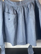 Vintage Blue Calico Half Apron Pocket Pink Ti...