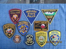 10 state police patchs for display only wyoming/missouri/ montana/oregon/indiana