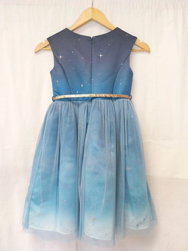 Monsoon Party, Flower Girl Dress. Variegated Blue. Sparkle. Stars. Belt. Age 8 - Picture 5 of 10