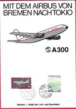 Faltblatt: Mit dem Airbus von Bremen nach Tokio Airbus A300 (aus 1980) Flugzeug