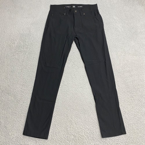 prAna Brion Pants Mens 32 Black 5 Pocket Slim Fit Straight Leg 32x32" Casual