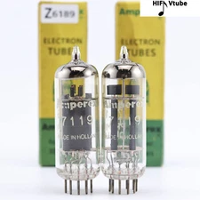 HOLLAND Amperex 7119 match pair TUBES IN ORIGINAL BOX big ring Rib Plate