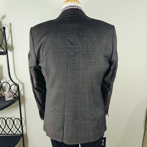 Tiglio Luxe Mens Sport Coat Blazer Gray Plaid Wool Model Porto Suit Sz 44R Slim - Picture 12 of 18