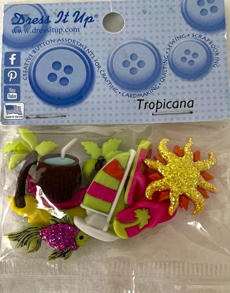 Dress It Up Buttons! - SEASIDE BEACH SUMMER FOOD TREATS ZOO JUNGLE  *55 options* - Image 2 of 4