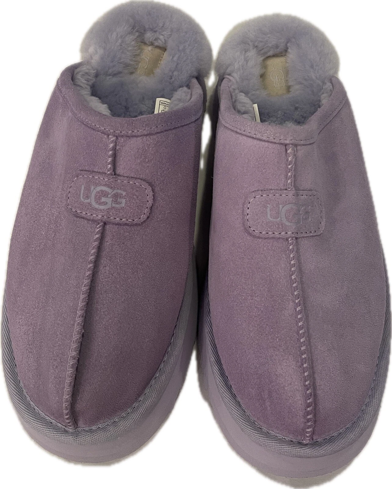 Viola Ugg slip on plateau trasparente da donna taglia 9 ottime condizioni! Slide