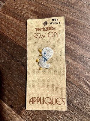 Vtg Wright s Sew On White Duck Appliqué Sewing Notion 