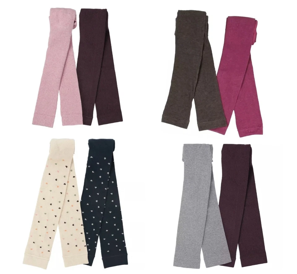 2Paar Mädchen Leggings Strickleggings Hose Bio-Baumwolle 110/116 122/128 134/146 - Bild 1 von 1