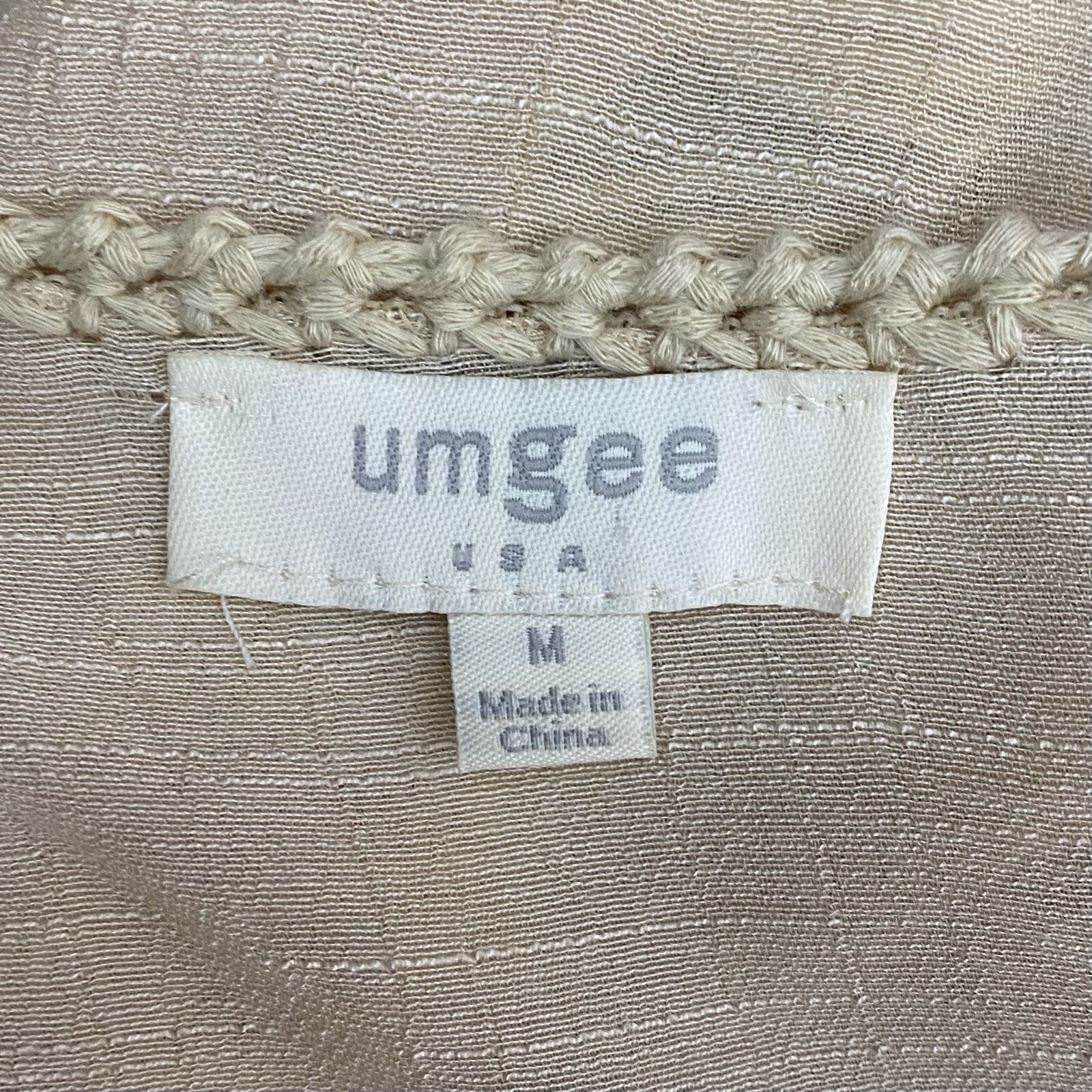 Umgee Crochet Fringe Kimono Cardigan Cream Size Medium Gem