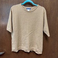 Vtg Pendleton Plus Gold Metallic Shimmer Short Sleeve Sweater Blouse 1X USA Made