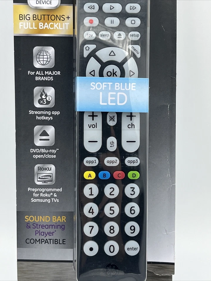 GE 37123 UltraPro UNIVERSAL REMOTE CONTROL Up To 8 Devices TV DVR Apps Functions - Image 3 of 4