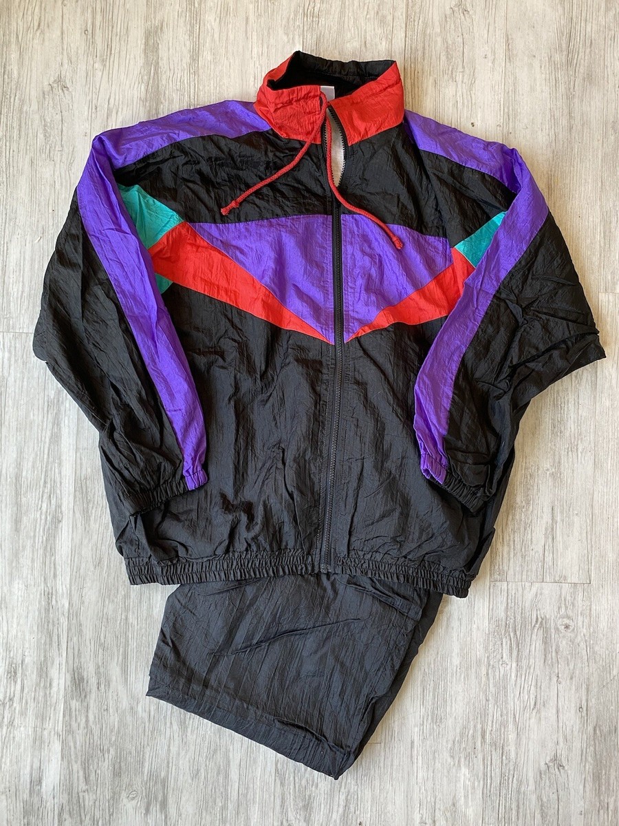 Vintage 80s Women's Track Suit Windbreaker Color Block Sz XL Vintage 80s Women's Track Suit Windbreaker Color Block Sz XL