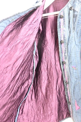 Vintage hand quilted cotton jacket in ink, fuchsia & Jade OSFM - Picture 8 of 13