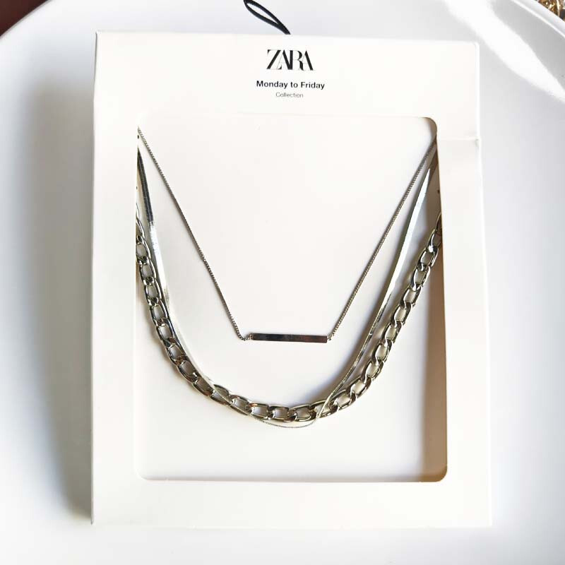★関税込★MONDAY EDITION★SARAs silver necklace★ 3pcs Zara Silver Tone Chain Necklace Gift Fashion Women