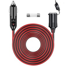 RWUJILONG 12V/24V Heavy Duty Cigarette Lighter Extension Cord 13.1FT/4M with ...