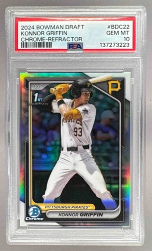 3223 Konnor Griffin 2024 Bowman Chrome Draft #BDC-22 Refractor 1st RC PSA 10