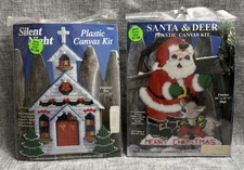2 Design Works Plastic Canvas Christmas Craft Kits: Santa & Deer / Silent Night
