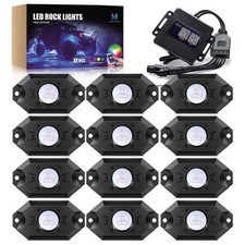 12 Pods RGB LED Rock Lights Underbody Underglow System Neon Lamp Kit APP Control