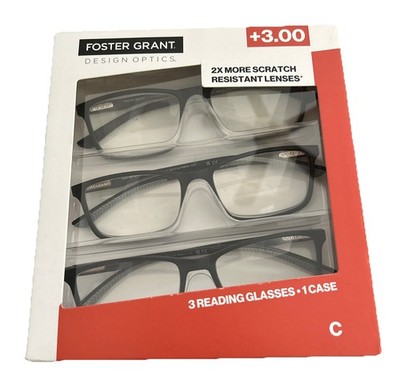 Design Optics #666 Classic Rectangle Reading Glasses 3-Pack +3.00
