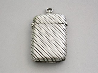 Victorian Ribbed Silver Vesta Case. William Neale Chester 1895. F. G. Wright.