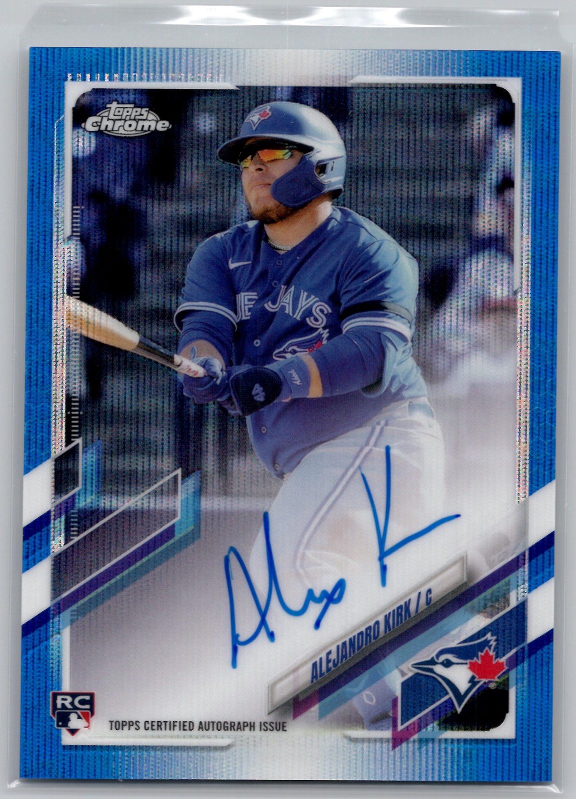 2021 Topps Chrome Blue Alejandro Kirk Blue Refractor /150 Rookie Auto #123