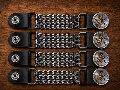 Freimaurer schwarze Lederweste Weste Verlängerung Biker Motorrad (4er Set)