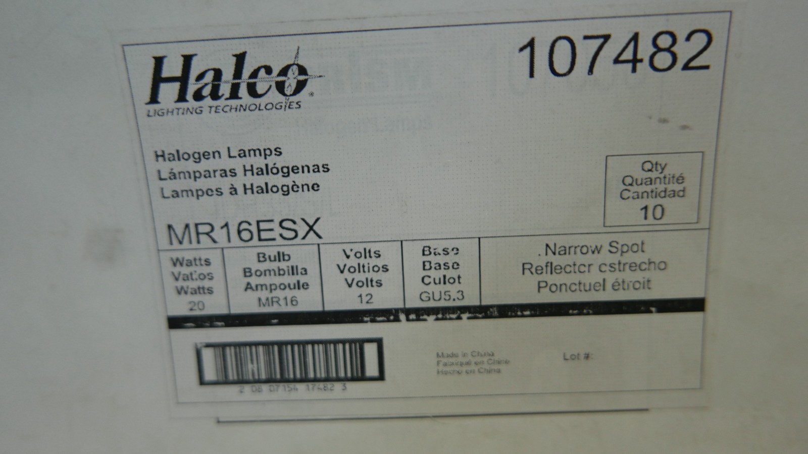 Lot of 10 New Light Bulbs Halco Prism 107482 MR16ESX 12v 20w