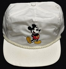 Vintage Disney Adult Hat Mickey Mouse White Strapback One Size Made In USA
