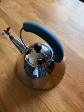 Vintage 80's Alessi 2 Litre Blue Handle Red Bird Whistle Kettle Michael Graves