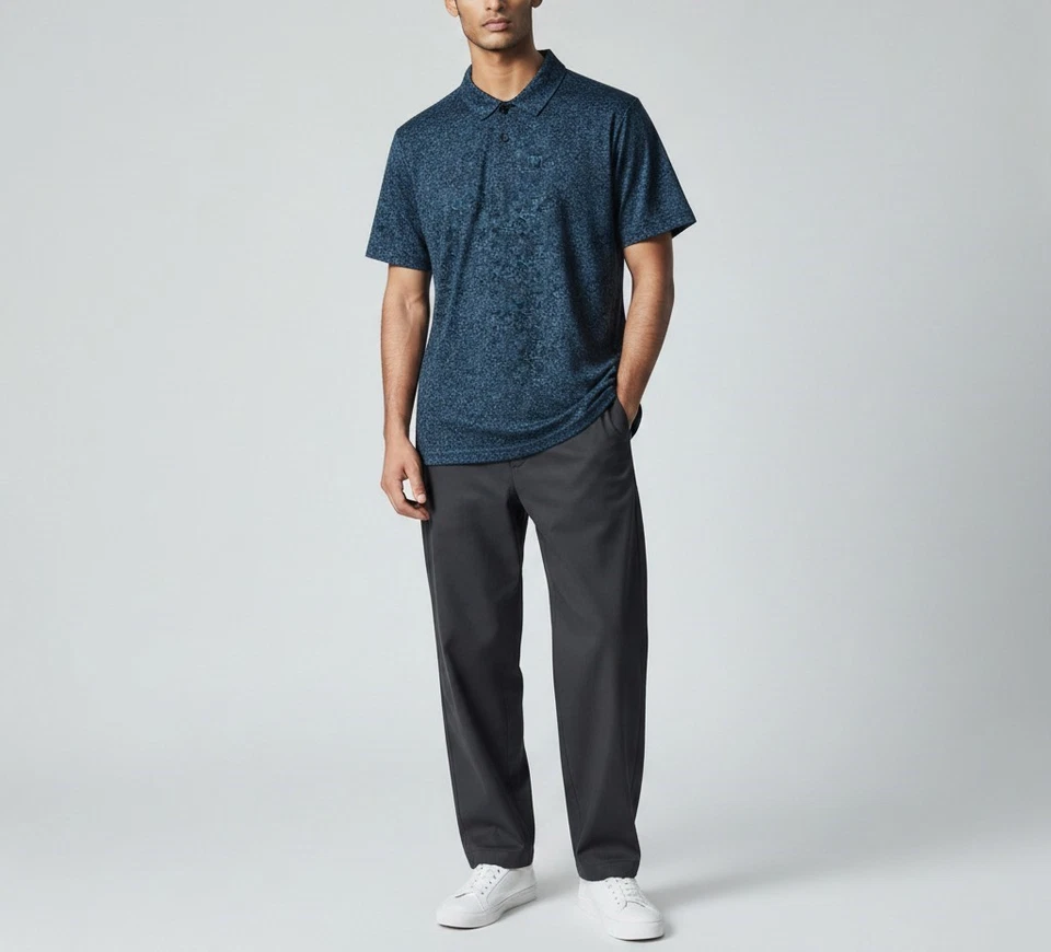 Abercrombie & Fitch Polo T-Shirt Col En Col Bleu Respirant A&F Air Knit - Photo 1/4